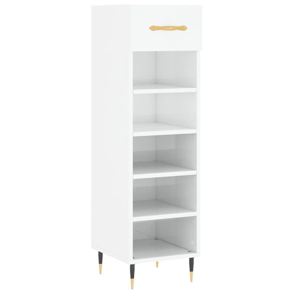 vidaXL Armoire &agrave; chaussure Blanc brillant 30x35x105 cm Bois ing&eacute;nierie