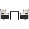 vidaXL Ensemble de salle &agrave; manger pour jardin 3 pcs Noir polyrotin
