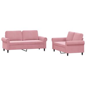 vidaXL Ensemble de canap&eacute;s 2 pcs avec coussins Rose Velours