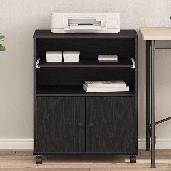 vidaXL Support d'imprimante avec stockage Chêne noir 60 x 48 x 74 cm