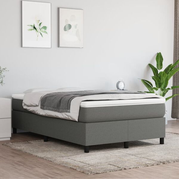 vidaXL Sommier &agrave; lattes de lit avec matelas gris fonc&eacute; 120x190cm tissu