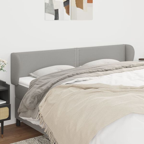 vidaXL T&ecirc;te de lit avec oreilles Gris clair 163x23x78/88 cm Tissu