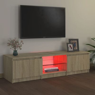vidaXL Meuble TV avec lumières LED chêne sonoma 140x40x35,5 cm