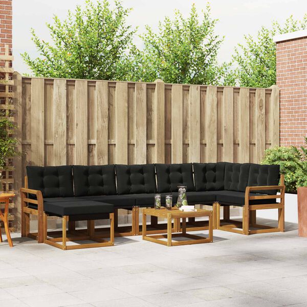 vidaXL Ensemble de canap&eacute;s d'ext&eacute;rieur 8 pcs Naturel et Noir