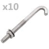 vidaXL Jeu de 25 boulons en J ancr&eacute;s avec &eacute;crou et rondelle M8x100 mm