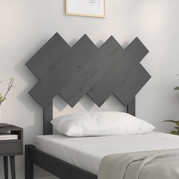vidaXL T&ecirc;te de lit Gris 92x3x81 cm Bois massif de pin