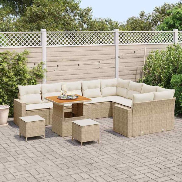 vidaXL Ensemble de canap&eacute; de jardin 12 pcs Beige polyrotin