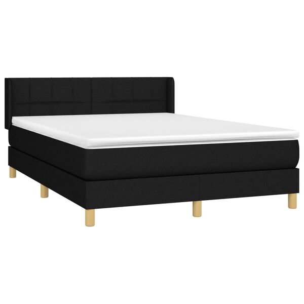 vidaXL Sommier &agrave; lattes de lit avec matelas Noir 140x190 cm Tissu