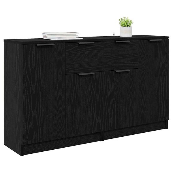 vidaXL Buffets 2 pcs Ch&ecirc;ne noir 60 x 30 x 70 cm Bois d'ing&eacute;nierie