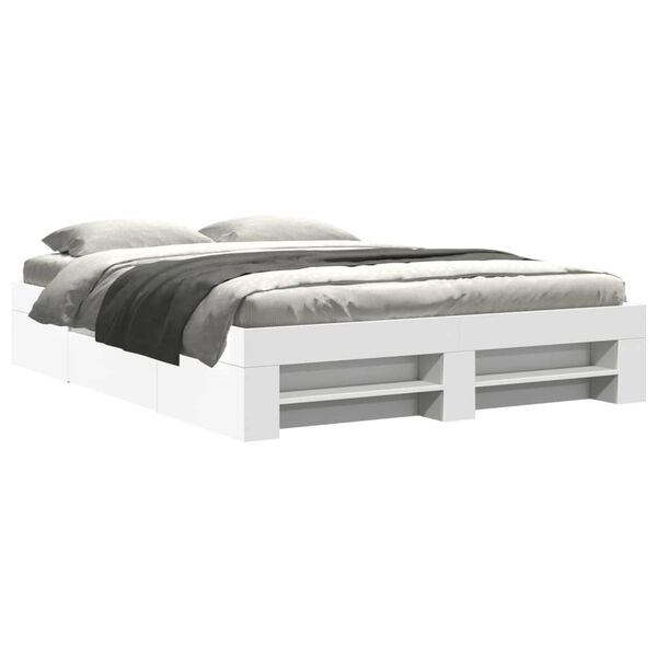 vidaXL Cadre de lit sans matelas blanc 150x200 cm bois d'ing&eacute;nierie