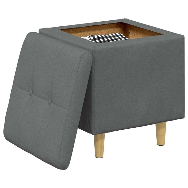 vidaXL Pouf de rangement avec coussin Gris fonc&eacute; 40 x 40 x 45 cm tissu