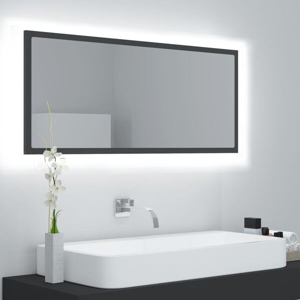 vidaXL Miroir &agrave; LED de salle de bain Gris 100x8,5x37 cm Acrylique