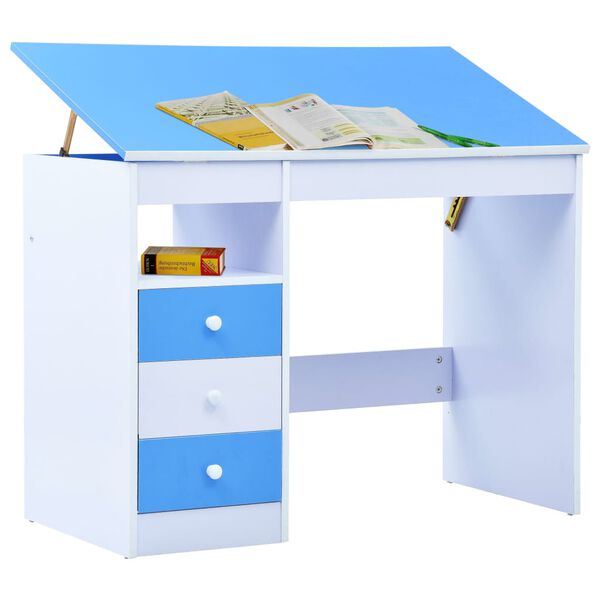 vidaXL Bureau pour enfants Inclinable Bleu et blanc