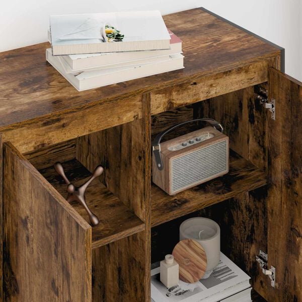 vidaXL Meuble d'appoint Ch&ecirc;ne Fum&eacute; 79 x 36 x 75 cm Bois d'ing&eacute;nierie