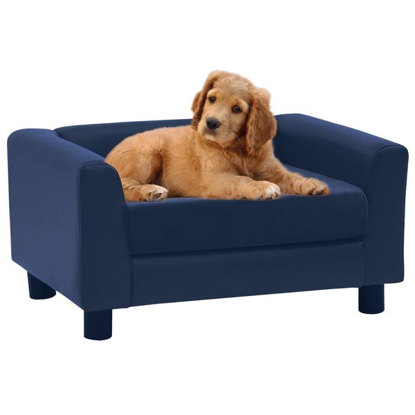 vidaXL Canap&eacute; pour chien Bleu 60x43x30 cm Peluche et similicuir