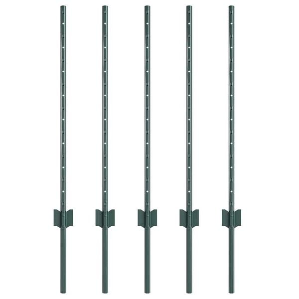 vidaXL Poteaux de clôture 5 pcs Vert 80 cm Acier