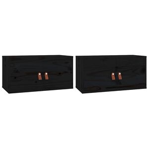 vidaXL Armoires murales 2 pcs Noir 60x30x30 cm Bois de pin massif