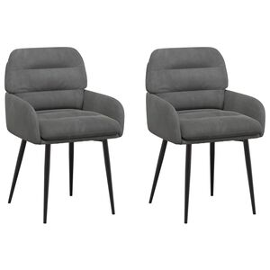 vidaXL Chaises de salle &agrave; manger 2 pc Velours Gris fonc&eacute;
