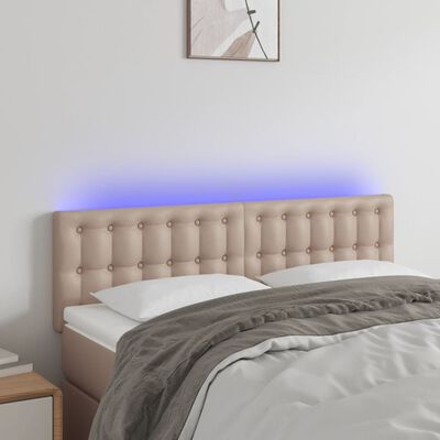 vidaXL Tête de lit à LED Cappuccino 144x5x78/88 cm Similicuir