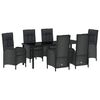 vidaXL Ensemble de salle &agrave; manger pour jardin 7 pc Noir polyrotin