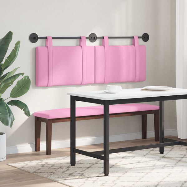 vidaXL T&ecirc;te de lit suspendue Montage mural Rose 130 x 55 x 5 cm tissu