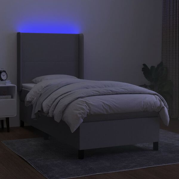 vidaXL Sommier &agrave; lattes de lit matelas LED Gris clair 100x200 cm Tissu