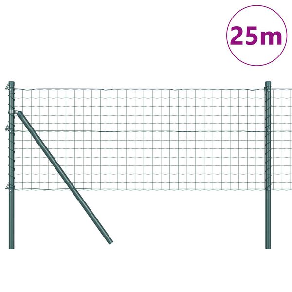 vidaXL Cl&ocirc;ture avec poteau Vert 0,8 x 25 m Acier et PVC