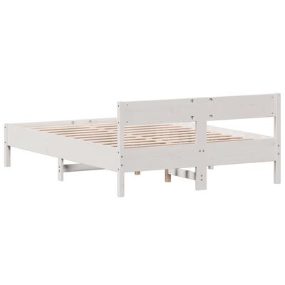 vidaXL Cadre de lit avec tête de lit blanc 160x200 cm bois pin massif