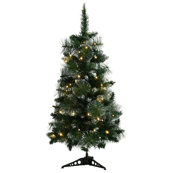 vidaXL Sapin de No&euml;l artificiel pr&eacute;-&eacute;clair&eacute; et supports vert 90 cm PVC
