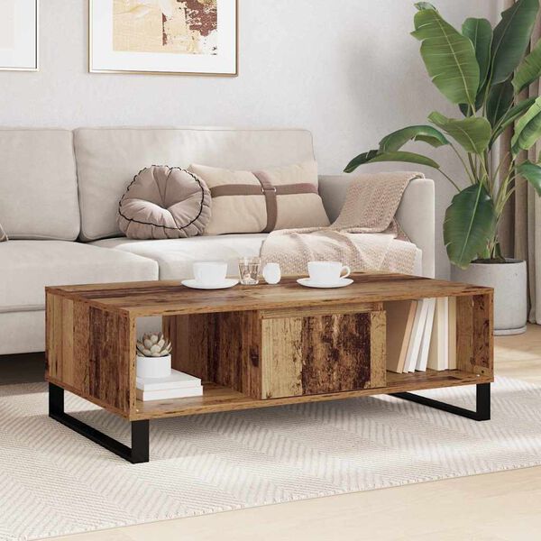vidaXL Table basse Bois ancien 104 x 60 x 35 cm Bois d'ing&eacute;nierie
