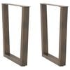 vidaXL Pieds de table &agrave; manger en forme de V, 2 pi&egrave;ces, acier naturel, 70 x (72-73,3) cm