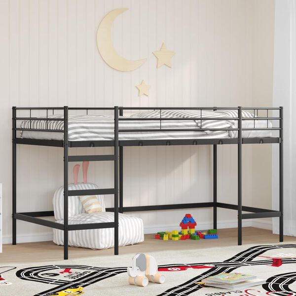 vidaXL Lit mezzanine pour enfants Noir 107 x 201 cm