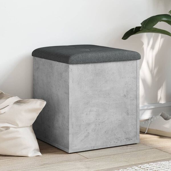 vidaXL Banc de rangement gris b&eacute;ton 42x42x45 cm bois d'ing&eacute;nierie