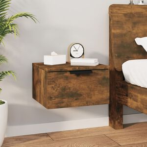 vidaXL Table de chevet murale Ch&ecirc;ne fum&eacute; 34x30x20 cm