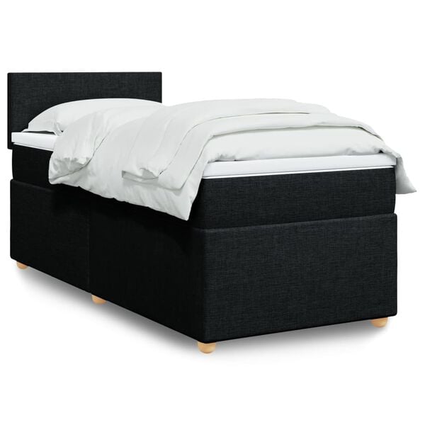 vidaXL Sommier à lattes de lit avec matelas noir simple tissu