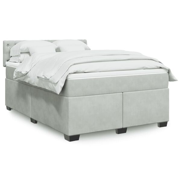 vidaXL Sommier &agrave; lattes de lit et matelas Gris clair 140x190cm Velours
