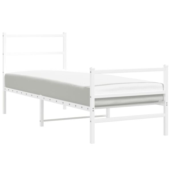 vidaXL Cadre de lit métal sans matelas avec pied de lit blanc 75x190cm