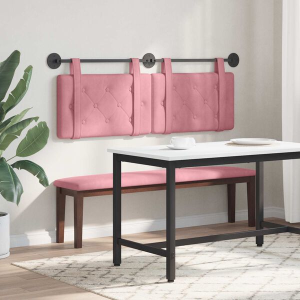 vidaXL T&ecirc;te de lit suspendue Rose 150 x 55 x 5 cm Velours