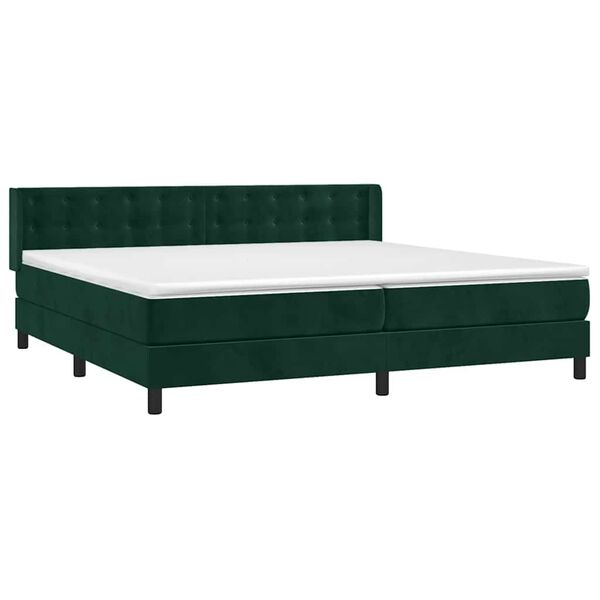 vidaXL Sommier &agrave; lattes de lit et matelas Vert fonc&eacute; 200x200cm Velours