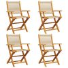 vidaXL Chaises de jardin pliantes lot de 4 beige bois d'acacia massif