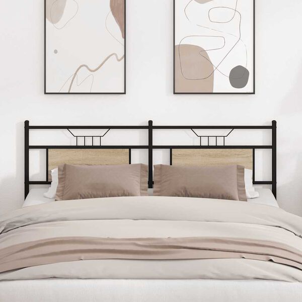 vidaXL T&ecirc;te de lit de remplacement ch&ecirc;ne sonoma 160 cm bois d'ing&eacute;nierie et acier