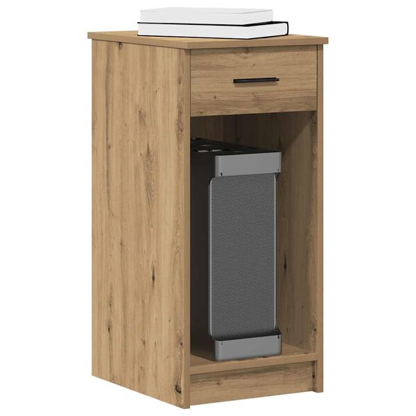 vidaXL Support de tour d'ordinateur tiroir ch&ecirc;ne artisanal 35x45x77 cm