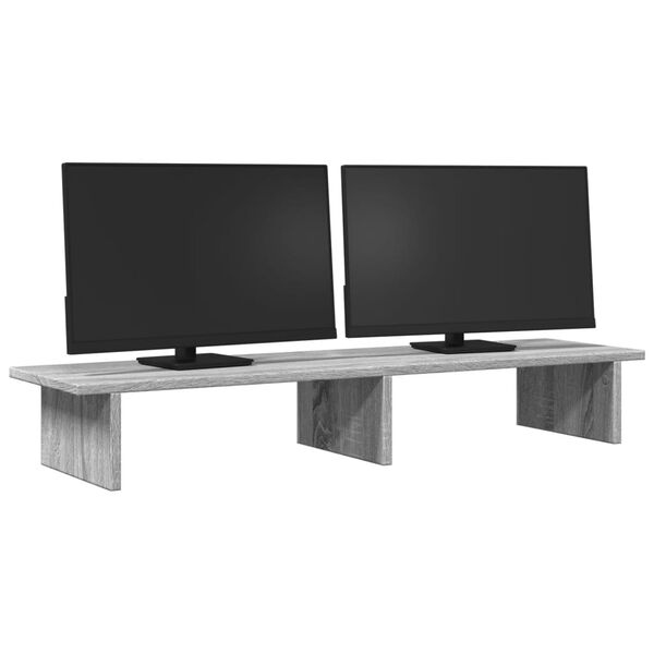 vidaXL Support de moniteur sonoma gris 100x27x15 cm bois d'ing&eacute;nierie