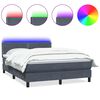vidaXL Sommier &agrave; lattes de lit et matelas et LED gris fonc&eacute; 160x210cm velours