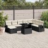 vidaXL Salon de jardin 9 pcs avec coussins noir r&eacute;sine tress&eacute;e