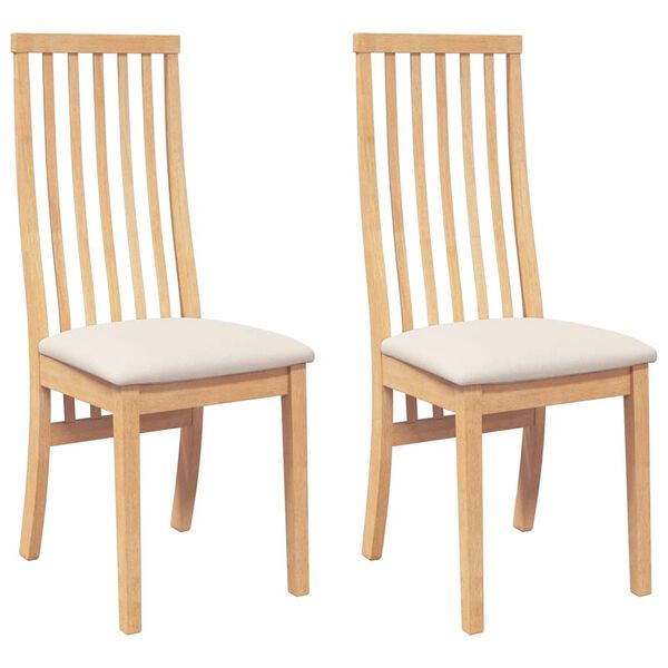vidaXL Chaises &agrave; manger coussins 2 pcs bois massif caoutchouc