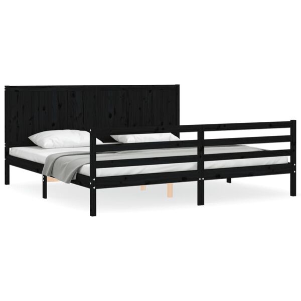 vidaXL Cadre de lit sans matelas noir 200x200 cm bois massif