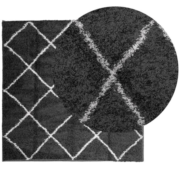 vidaXL Tapis shaggy &agrave; poils longs moderne noir et cr&egrave;me 160x160 cm