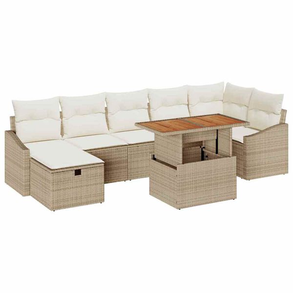 vidaXL Ensemble de canapé de jardin 8 pcs Beige polyrotin