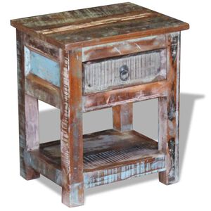 vidaXL Table d'appoint 1 tiroir Bois de r&eacute;cup&eacute;ration massif 43x33x51cm